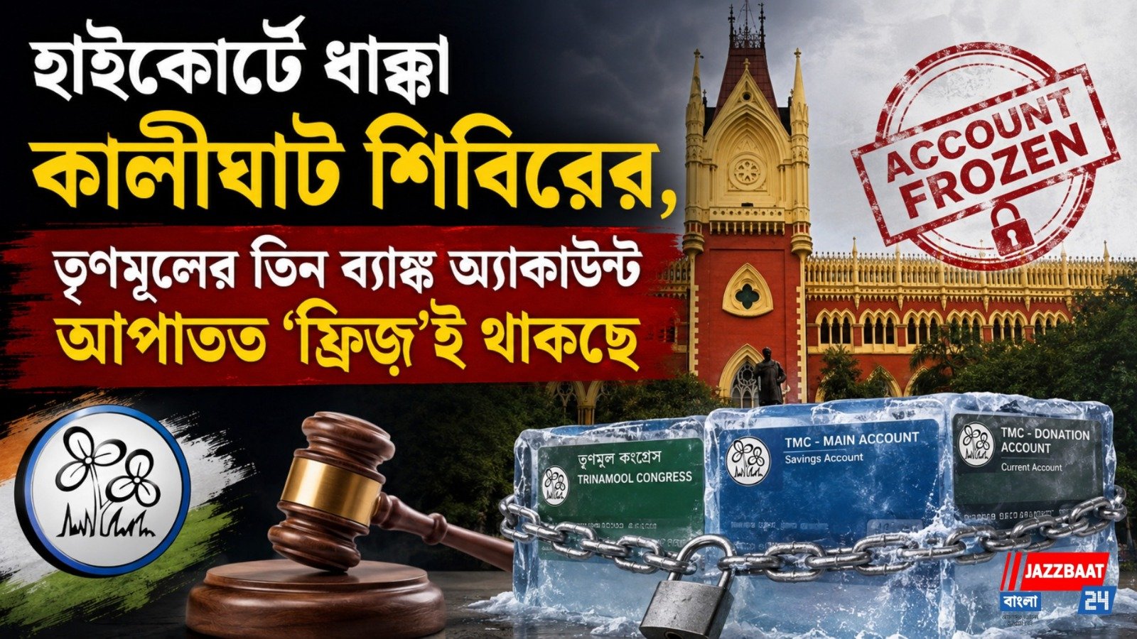 হাইকোর্টে ধাক্কা কালীঘাট শিবিরের, তৃণমূলের তিন ব্যাঙ্ক অ্যাকাউন্ট আপাতত ‘ফ্রিজ’ই থাকছে