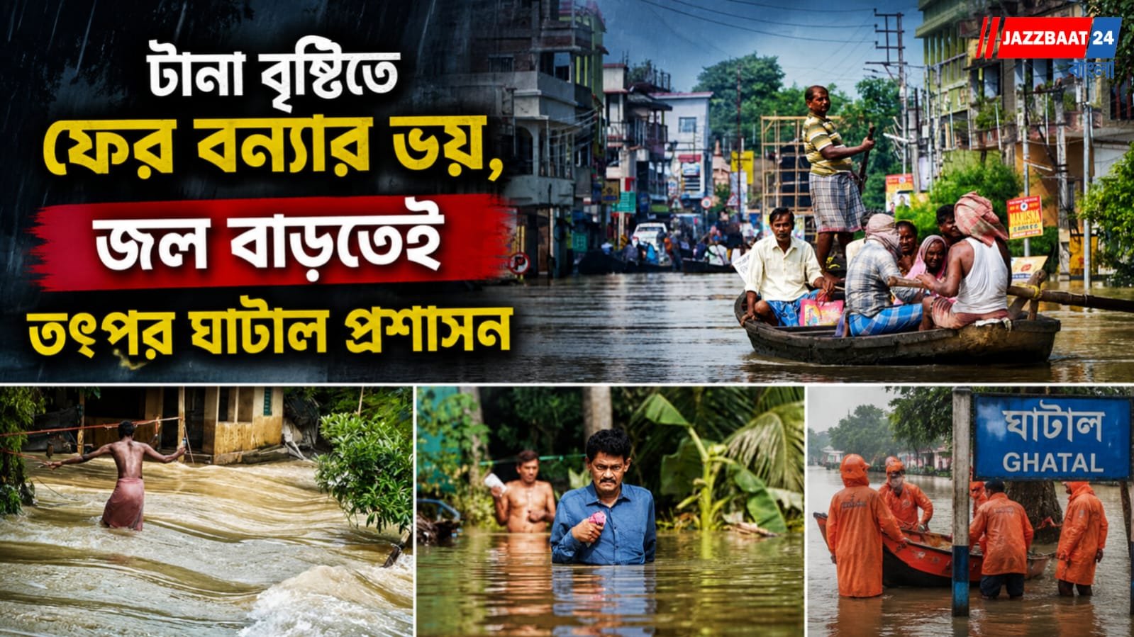 টানা বৃষ্টিতে ফের বন্যার ভয়, জল বাড়তেই তৎপর ঘাটাল প্রশাসন