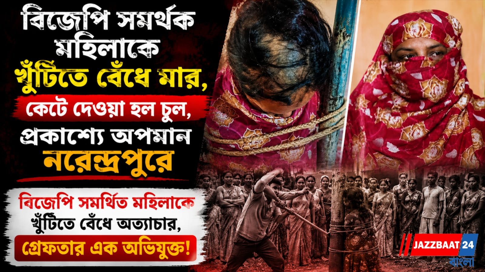 বিজেপি সমর্থিত মহিলাকে খুঁটিতে বেঁধে অত্যাচার, গ্রেফতার এক অভিযুক্ত!