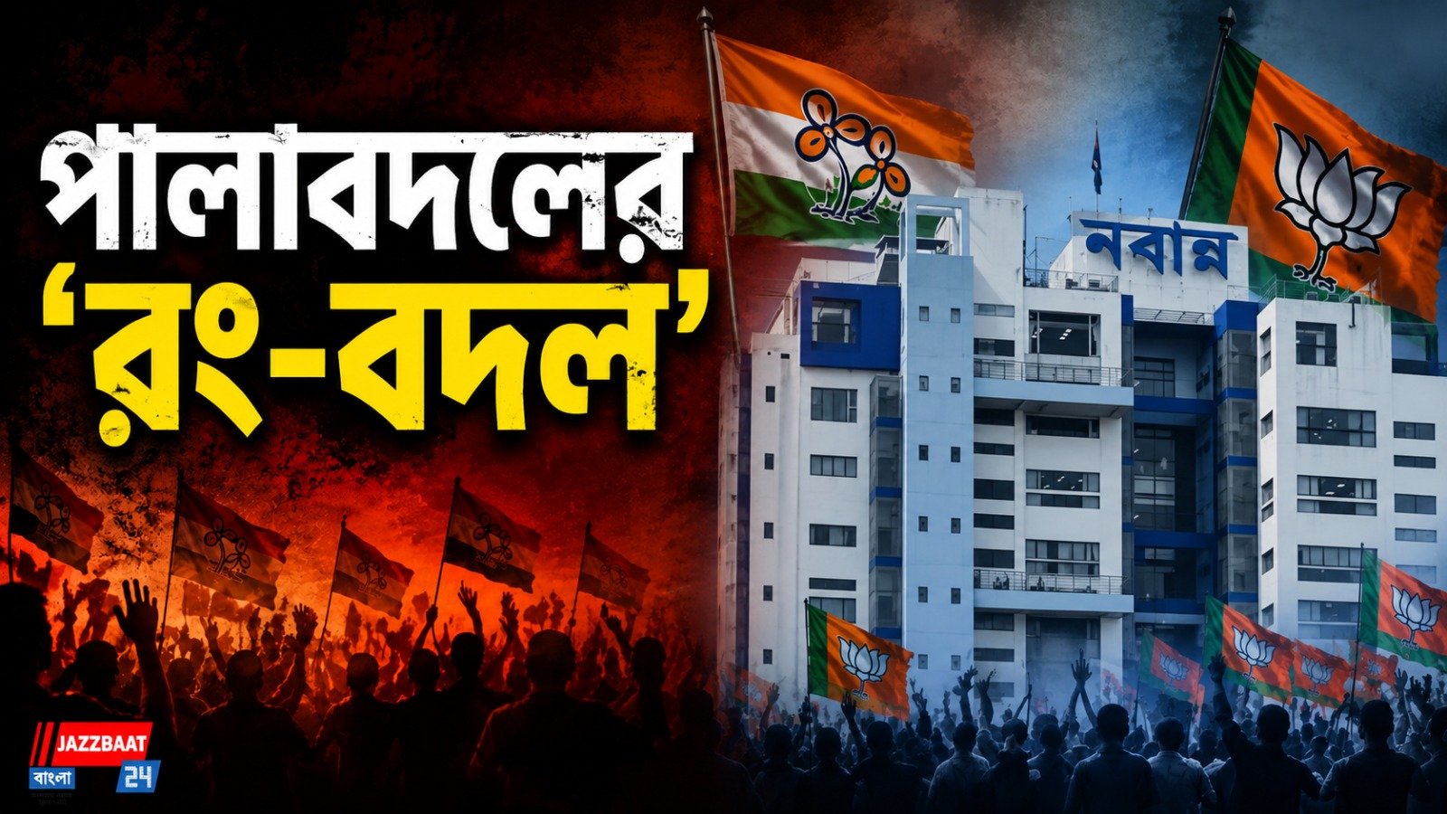 নবান্নের গেরুয়াকরণ! রং বদলাল রাজ্যের প্রশাসনিক ভবনের