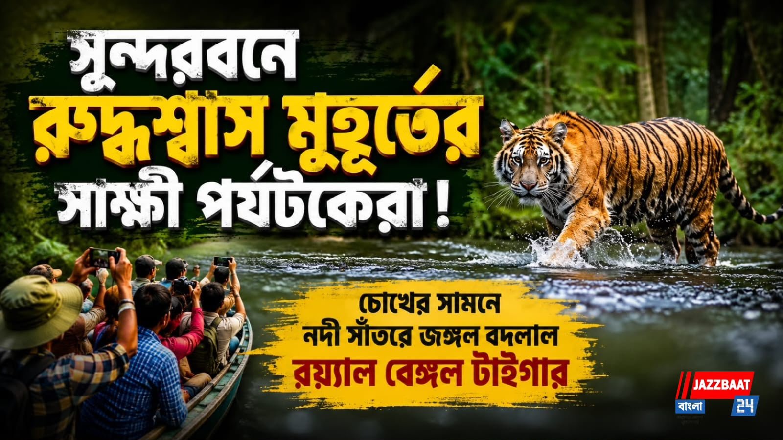 বর্ষার ফুলে ওঠা নদী অনায়াসে পেরিয়ে এক দ্বীপ থেকে অন্য দ্বীপে চলে গেল বনসম্রাট, মোবাইলে বন্দি হল বিরল দৃশ্য।