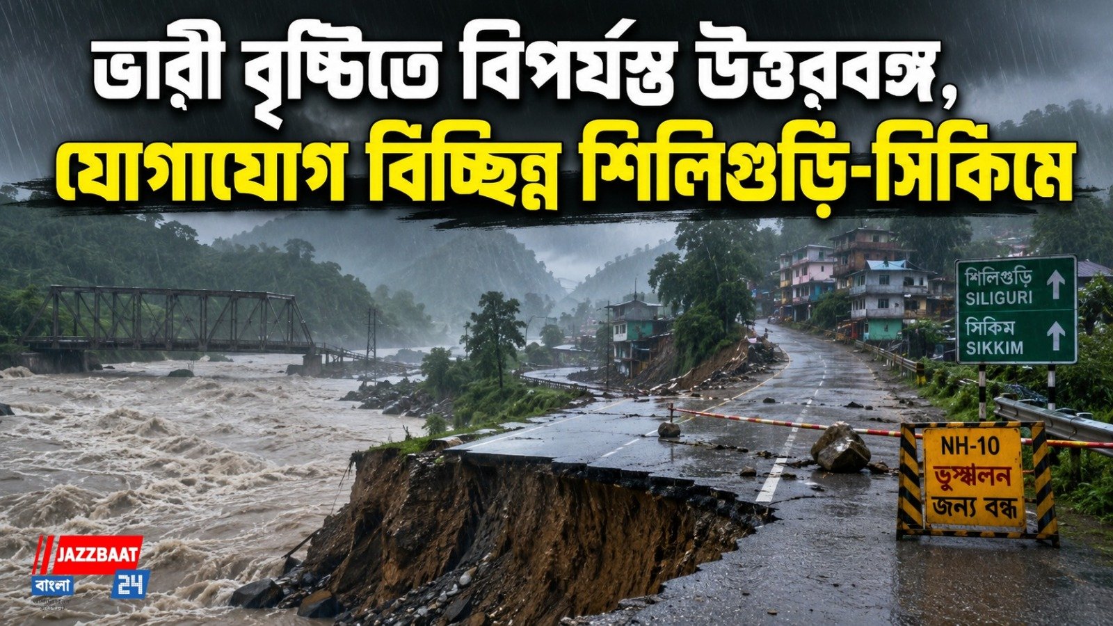 ভারী বৃষ্টিতে বিপর্যস্ত উত্তরবঙ্গ, যোগাযোগ বিচ্ছিন্ন শিলিগুড়ি-সিকিমে