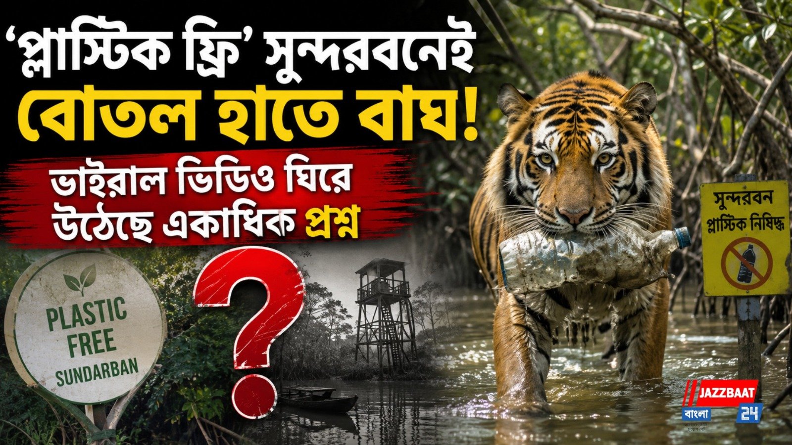 'প্লাস্টিক মুক্ত' সুন্দরবনে বাঘের সামনেই প্লাস্টিকের বোতল! বিপদে সুন্দরবনের বাস্তুতন্ত্র?