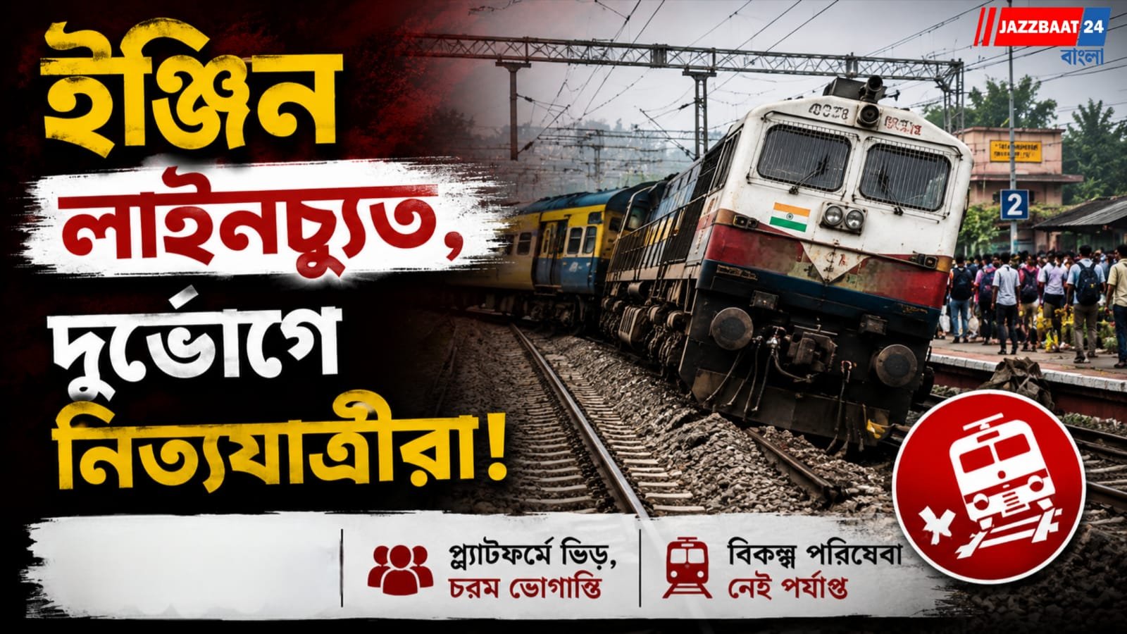 ভদ্রেশ্বরে ইঞ্জিন লাইনচ্যুত, থমকে গেলো হাওড়া-বর্ধমান মেন শাখা