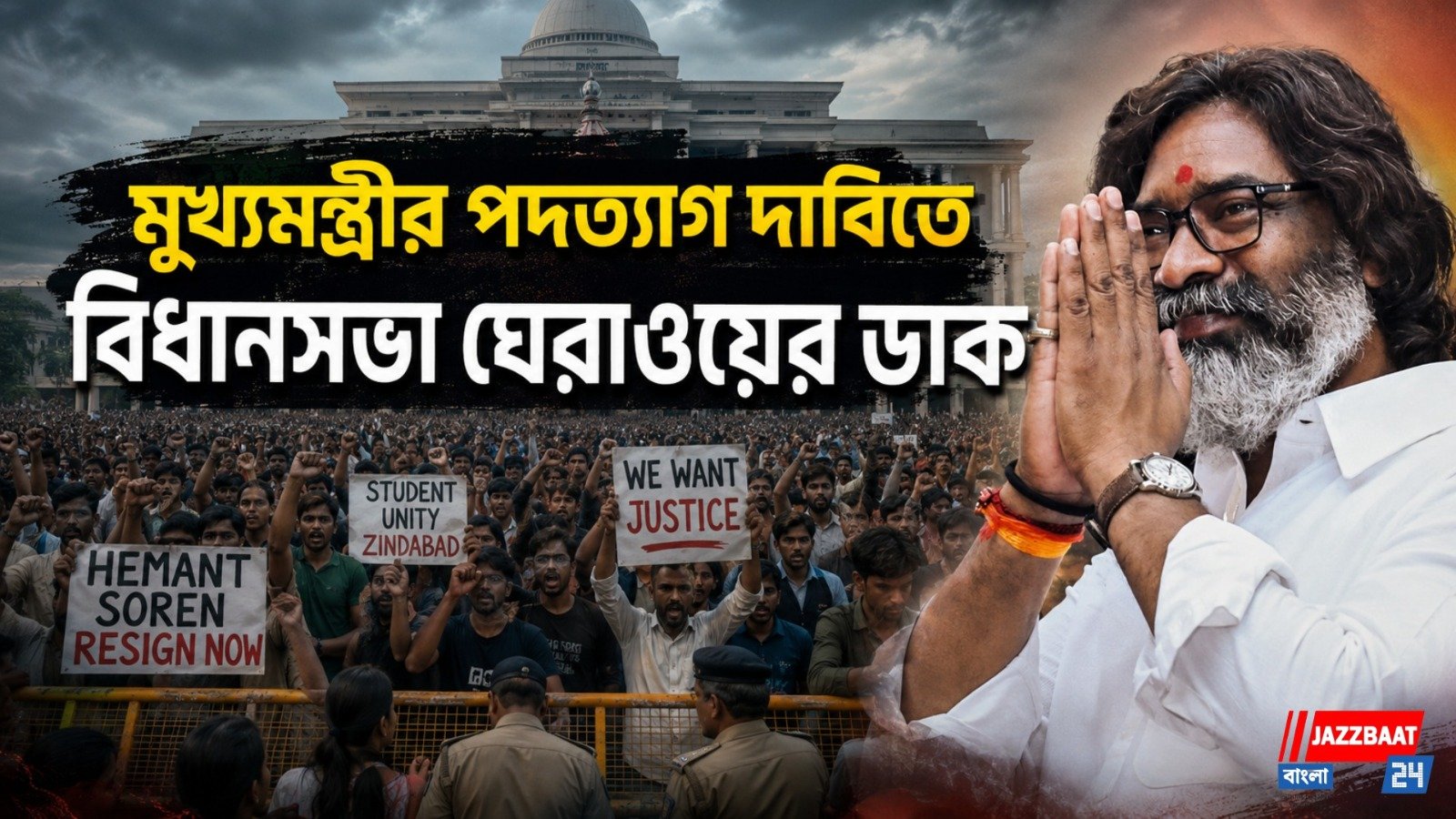 অনশন মঞ্চেই অসুস্থ ছাত্র, মুখ্যমন্ত্রী হেমন্ত সোরেনের পদত্যাগ দাবিতে আরও উত্তাল রাঁচি