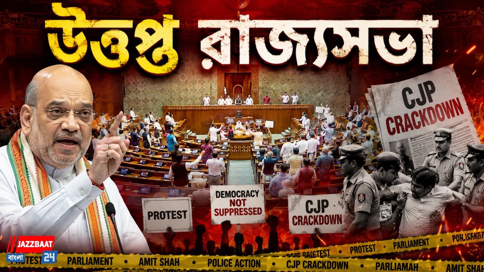 'ছাত্র আন্দোলনে পুলিশি পদক্ষেপ', অমিত শাহের জবাব চেয়ে সংসদে বিরোধীদের বিক্ষোভ