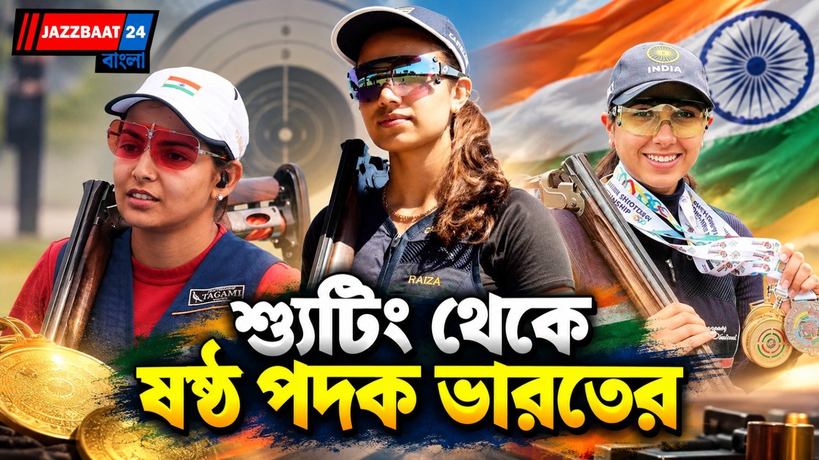 চতুর্থ দিনে আরও বাড়ল পদক সংখ্যা, স্কিটে ব্রোঞ্জ রাইজা-পারিনাজ-মহেশ্বরীর