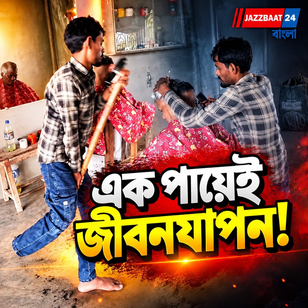 Inspirational News: এক পায়ে ভর, দু’হাতে আত্মমর্যাদা,ক্রাচ পাশে রেখে দিনবদলের লড়াই এক নাপিত