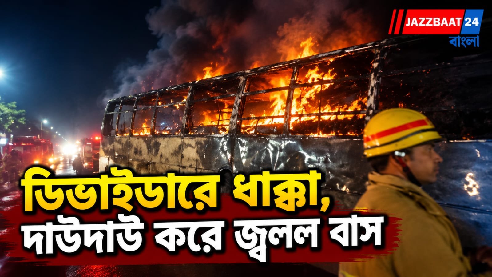 মধ্যরাতে ভয়াবহ বাস দুর্ঘটনা! অল্পের জন্য রক্ষা পেলেন চালক-কন্ডাক্টর