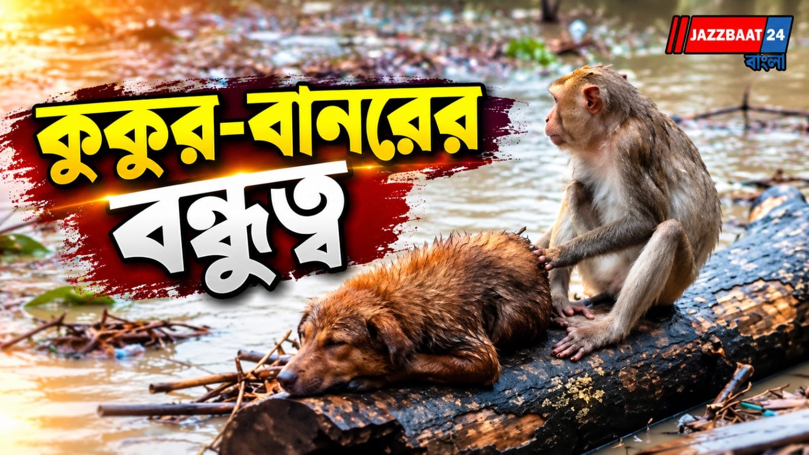 Friendship: ঘোলা জলে বেঁচে থাকার লড়াই, অবলা দুই প্রাণীর অবিশ্বাস্য বন্ধুত্ব ও সাহসিকতার ভিডিও ভাইরাল