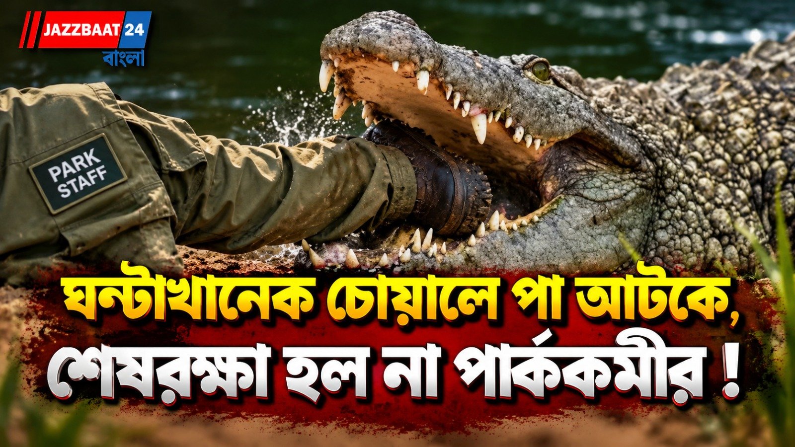 ঘণ্টাখানেক চোয়ালে পা আটকে, শেষরক্ষা হল না পার্ককর্মীর