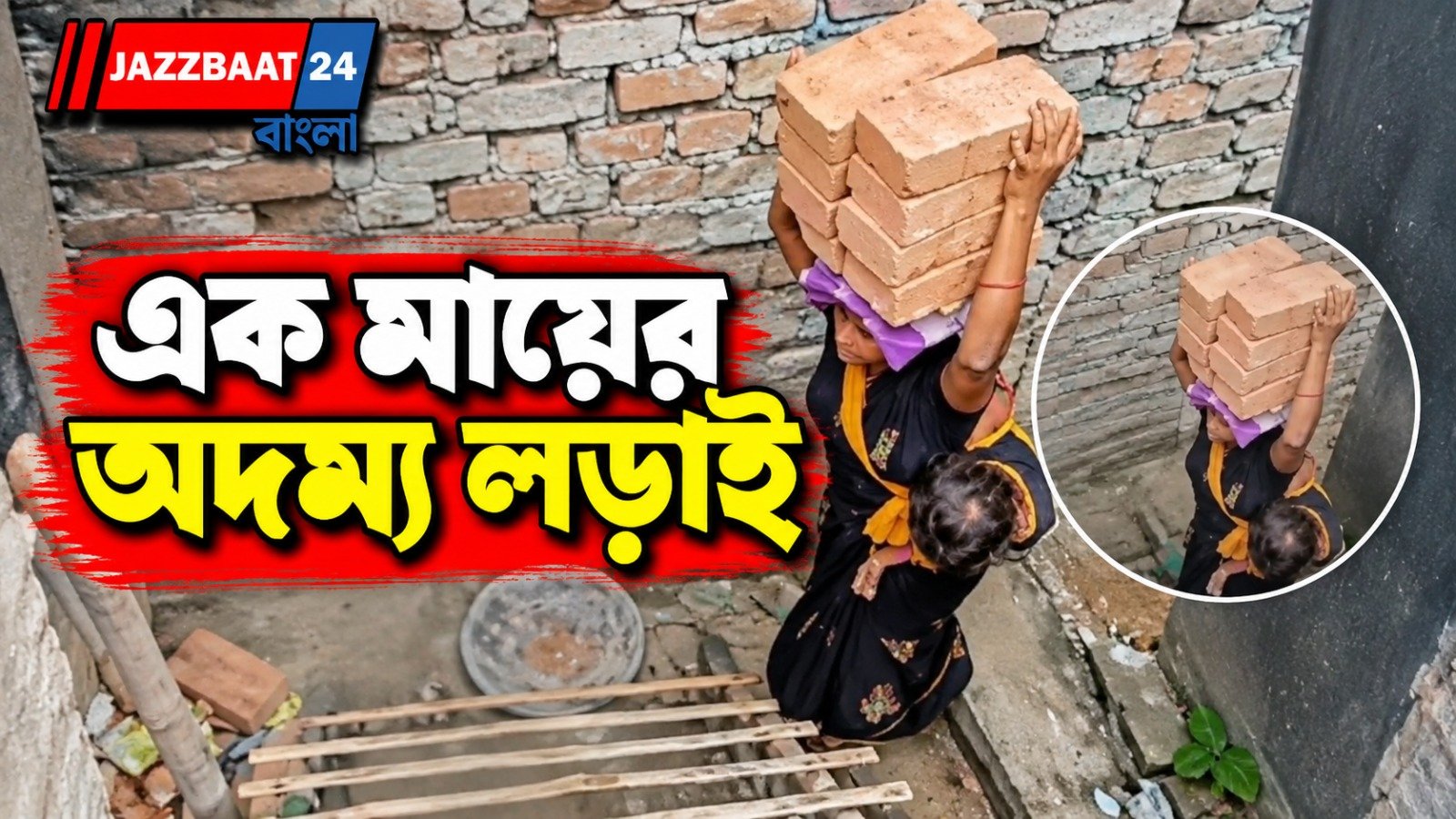 বাঁশের সিঁড়ি বেয়ে মাথায় ইট, কোলে একরত্তি, পেটের তাগিদে মায়ের হাড়ভাঙা খাটুনির ভিডিও ভাইরাল