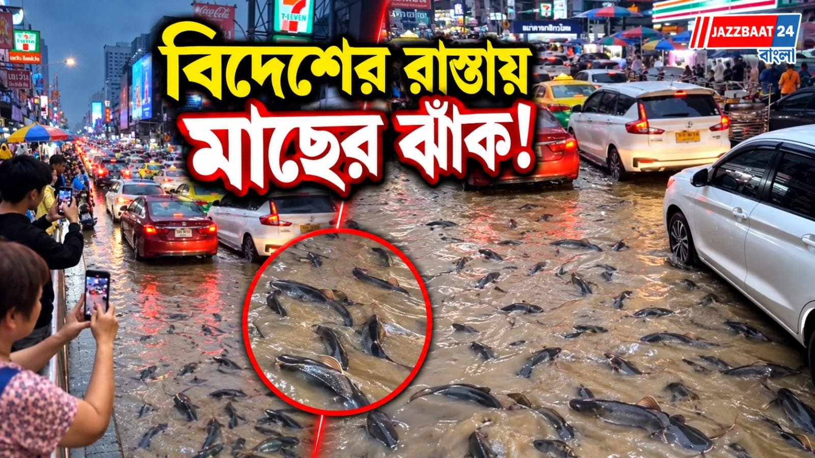 BangkokFlood: ভারী বৃষ্টিতে জলমগ্ন ব্যাংকক, রাস্তাতেই সাঁতার কাটছে ক্যাটফিশের ঝাঁক