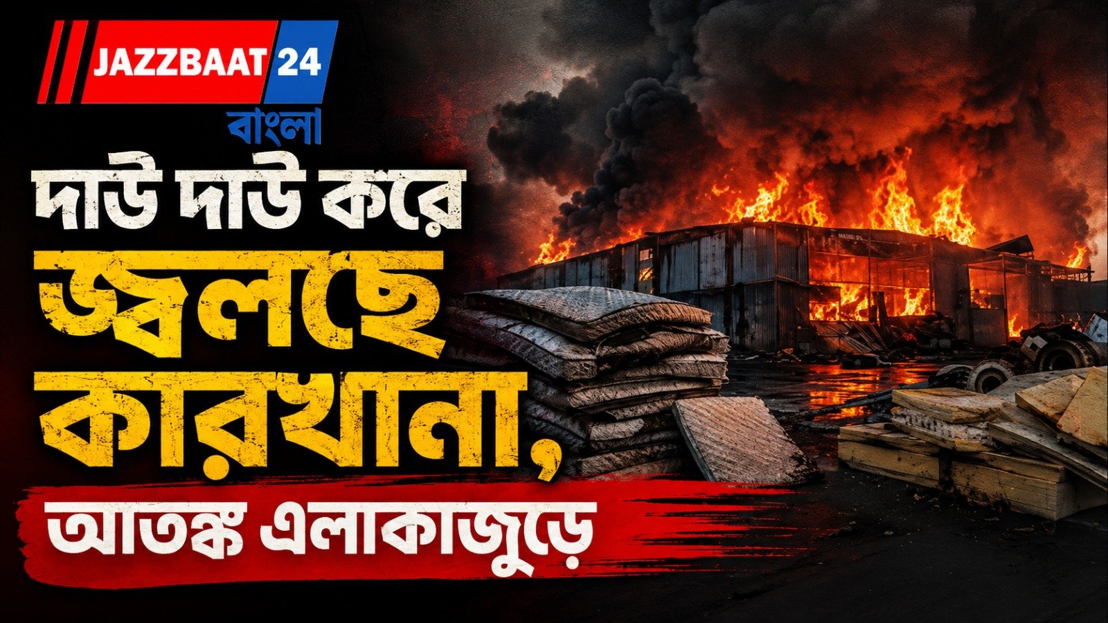 গদি কারখানায় ভয়াবহ অগ্নিকাণ্ড, কালো ধোঁয়ায় ঢাকল এলাকা, ঘটনাস্থলে দমকল