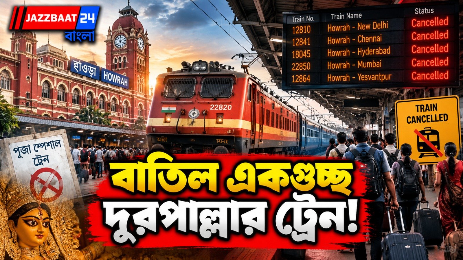 পুজোর ট্রেন সফরে বড় ধাক্কা! অক্টোবরে বাতিল একের পর এক দূরপাল্লার ট্রেন, তালিকায় হাওড়ারও বহু রুট