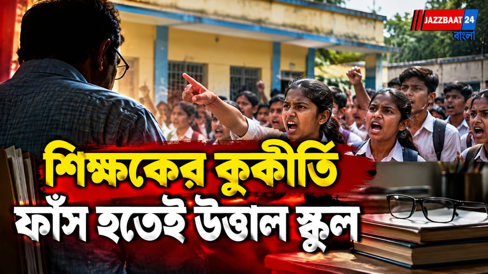 ছাত্রীদের সঙ্গে আপত্তিকর আচরণের অভিযোগ, স্কুলে শিক্ষককে আটকে বিক্ষোভ