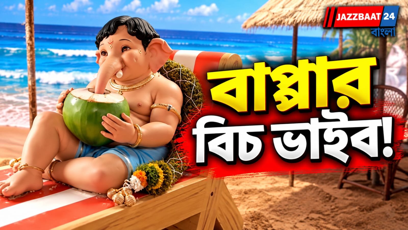 নারকেল গাছ, বালিয়াড়ি, লাউঞ্জ চেয়া-গণেশ পুজোয় গোয়ার সৈকত ঘিরে উন্মাদনা