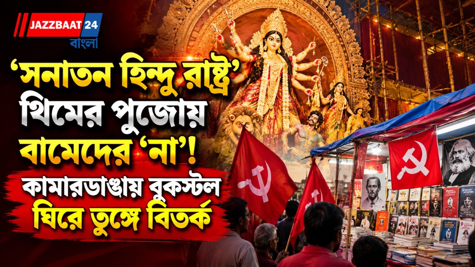 ‘সনাতন হিন্দু রাষ্ট্র’ থিমের পুজোয় বামেদের ‘না’! কামারডাঙায় বুকস্টল ঘিরে তুঙ্গে বিতর্ক