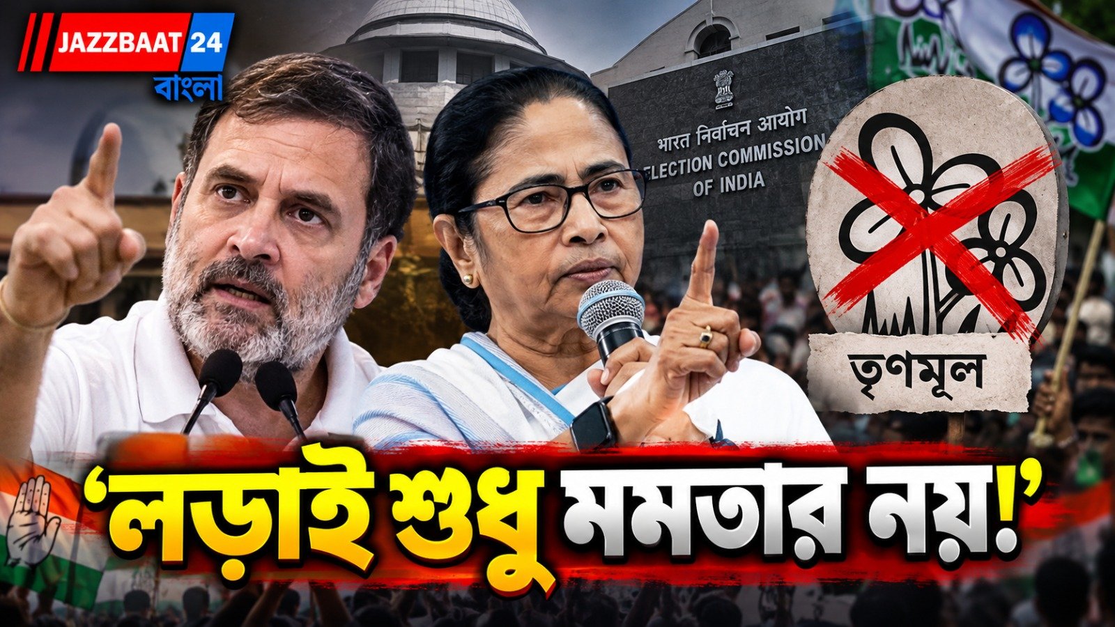 জোড়াফুল হারাতেই পাশে রাহুল, তৃণমূলের প্রতীক-বিতর্কে নতুন মোড়