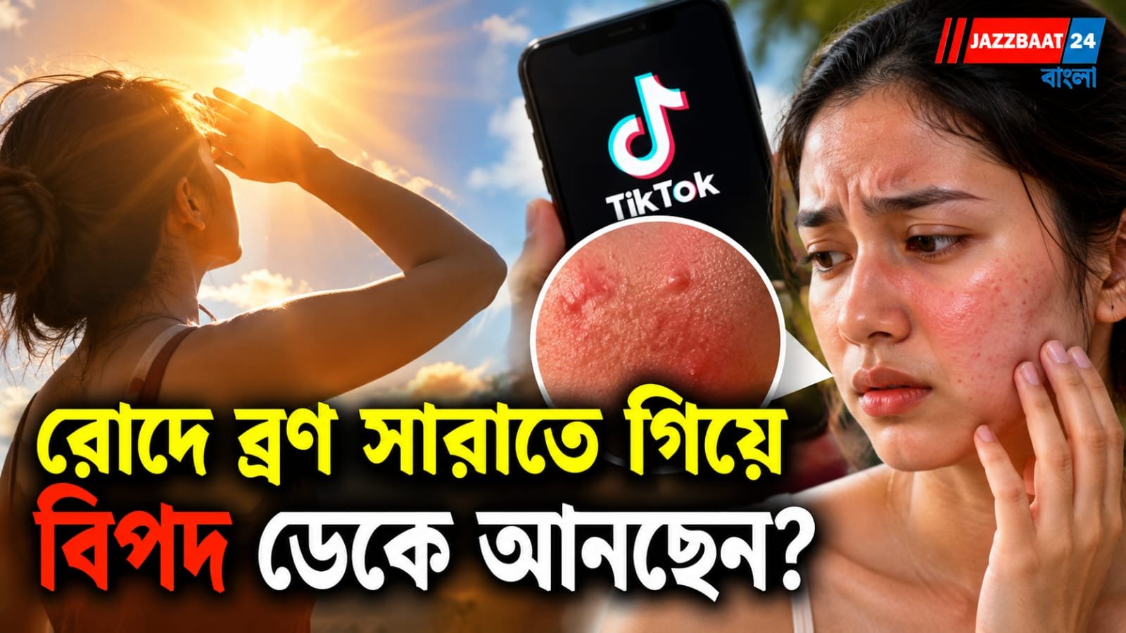 ব্রণ সারাতে রোদে মুখ পোড়াচ্ছেন? ভাইরাল ‘সানবার্নিং’ ট্রেন্ডেই লুকিয়ে বড় বিপদ!