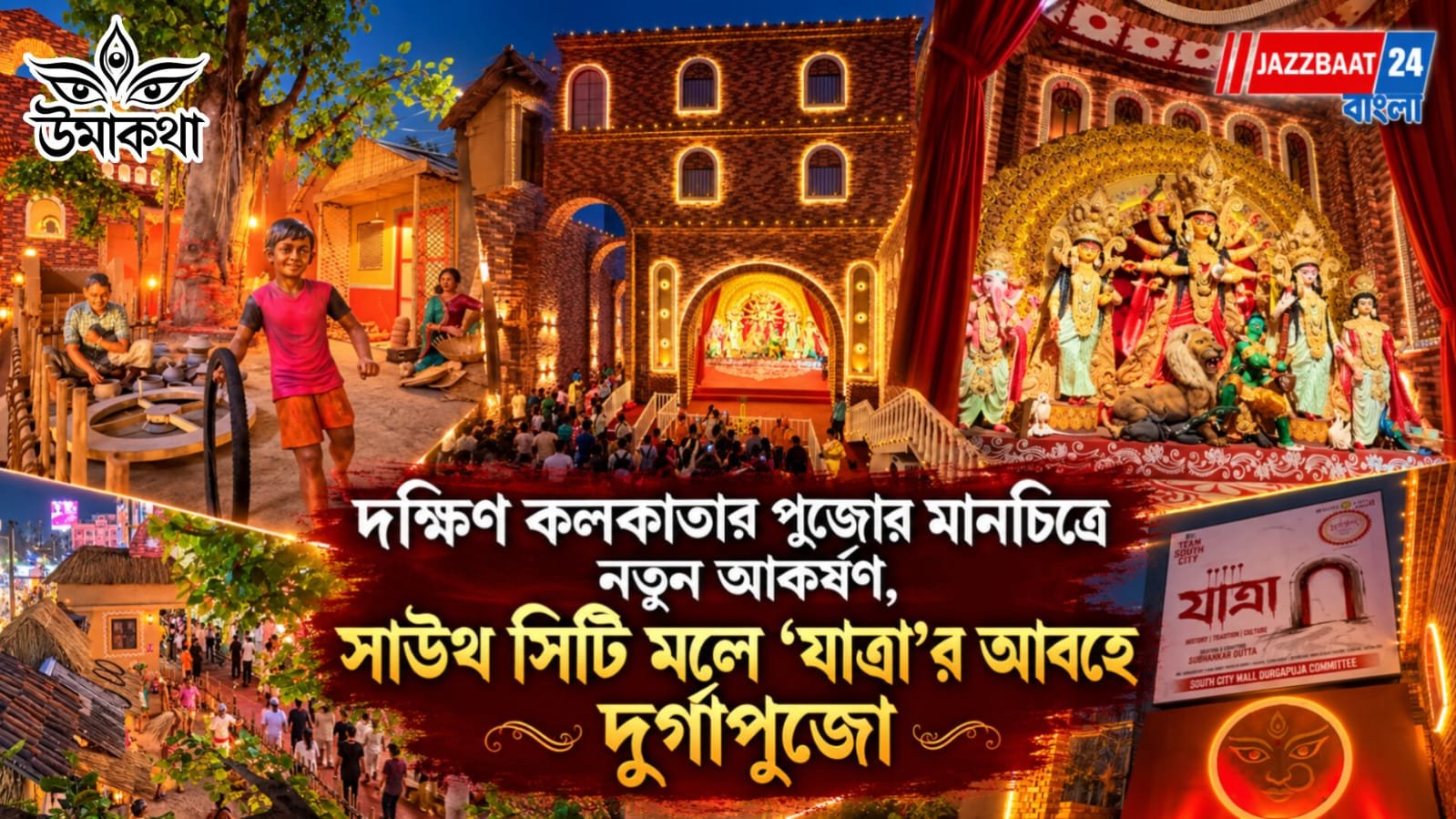 দক্ষিণ কলকাতার পুজোর মানচিত্রে নতুন আকর্ষণ, সাউথ সিটি মলে ‘যাত্রা’র আবহে দুর্গাপুজো